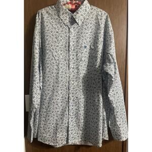Wrangler Long Sleeve Blue/white Paisley Button Down Men's Sz XL Western ￼NICE